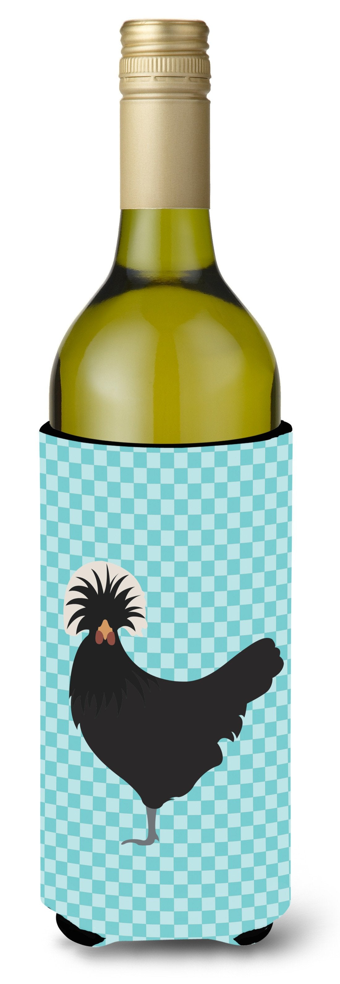 Polish Poland Chicken Blue Check Wine Bottle Beverge Insulator Hugger BB8008LITERK by Caroline&#39;s Treasures