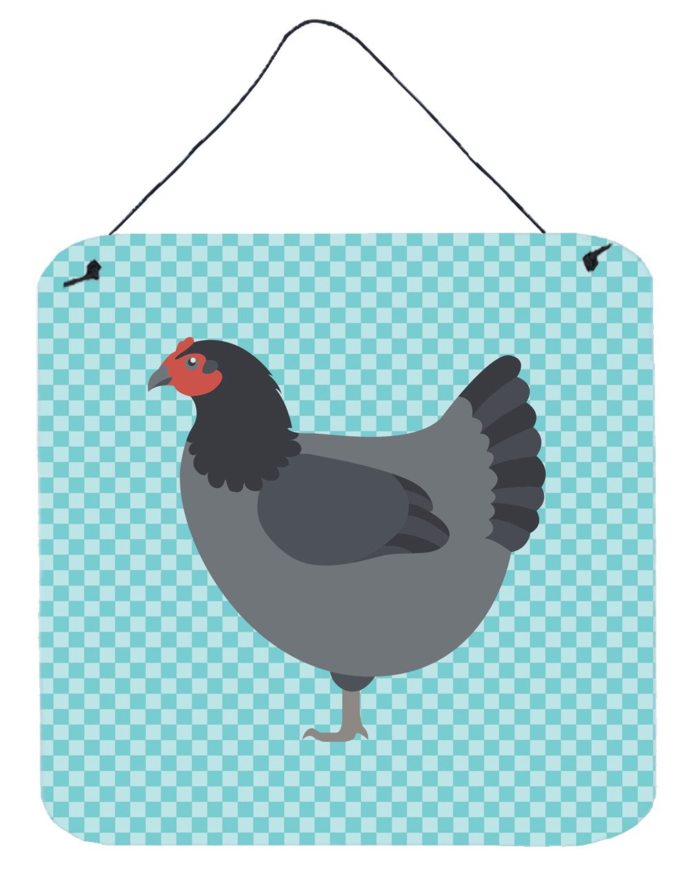 Jersey Giant Chicken Blue Check Wall or Door Hanging Prints BB8009DS66 by Caroline's Treasures