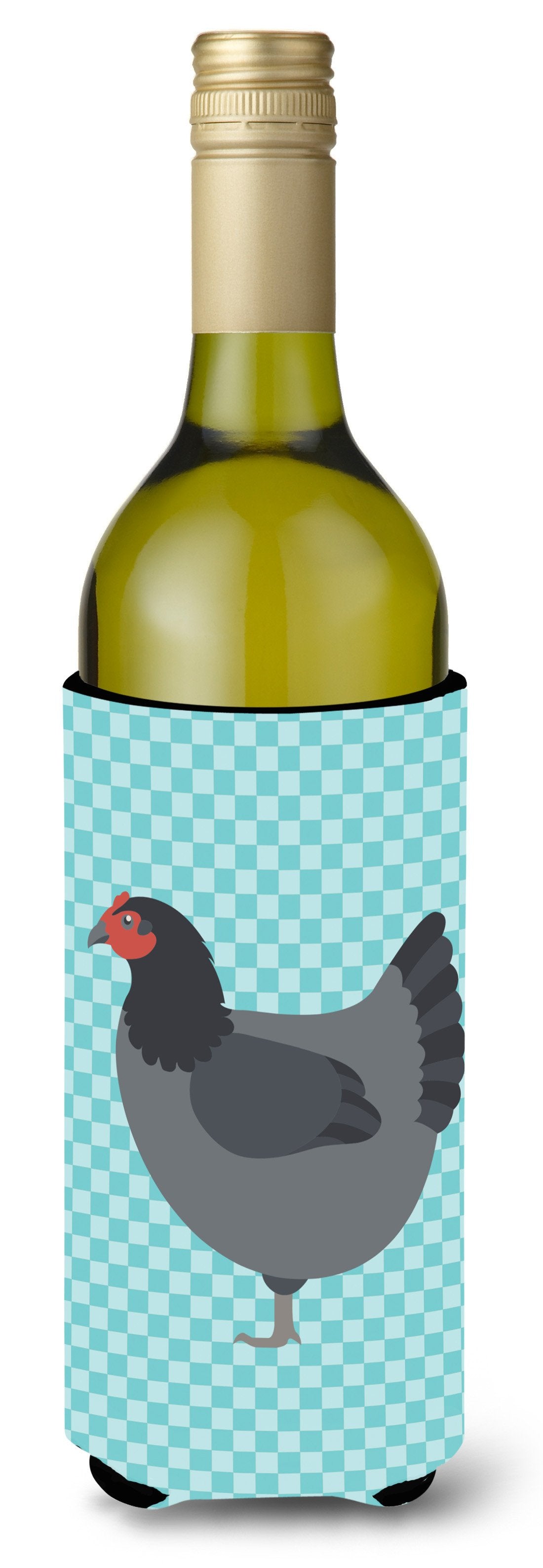 Jersey Giant Chicken Blue Check Wine Bottle Beverge Insulator Hugger BB8009LITERK by Caroline&#39;s Treasures