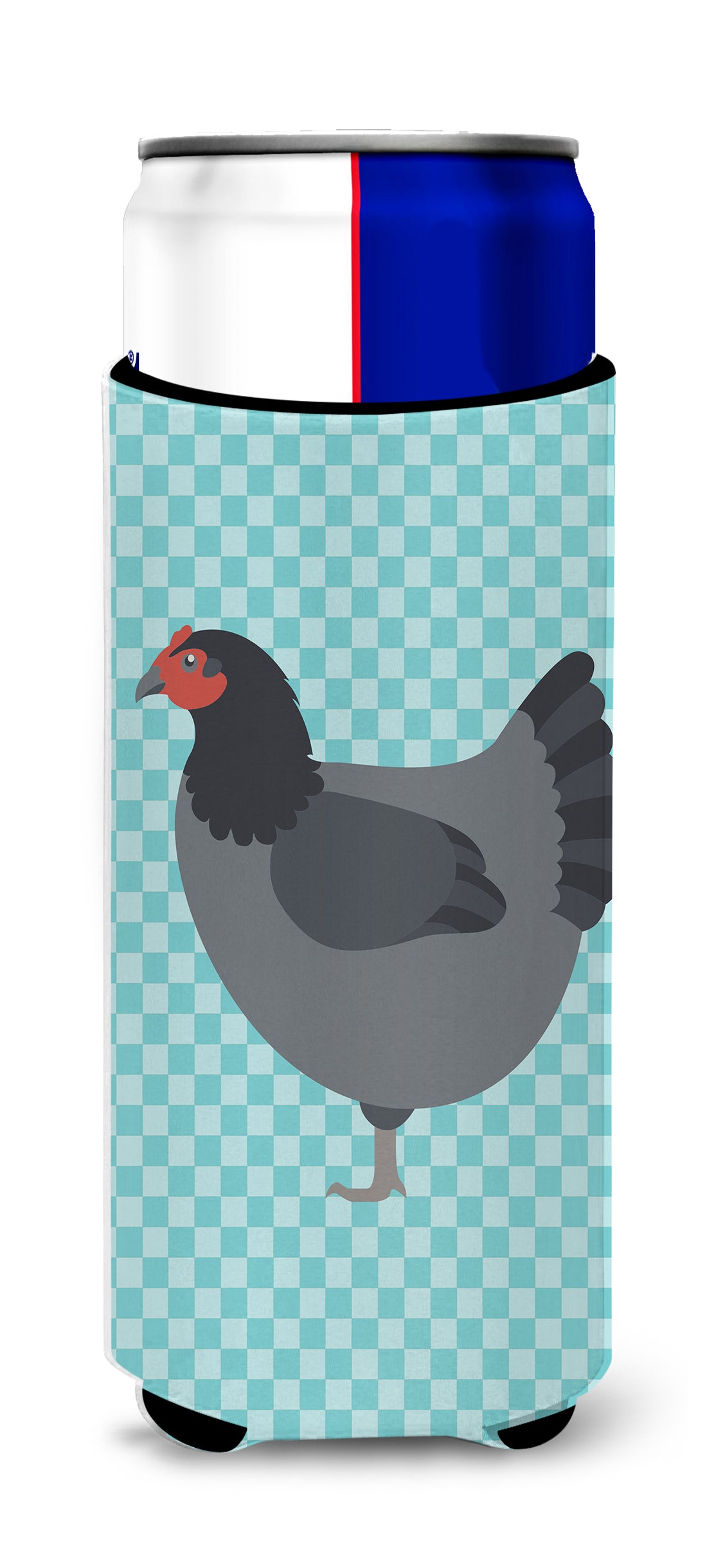 Jersey Giant Chicken Blue Check  Ultra Hugger for slim cans  the-store.com.
