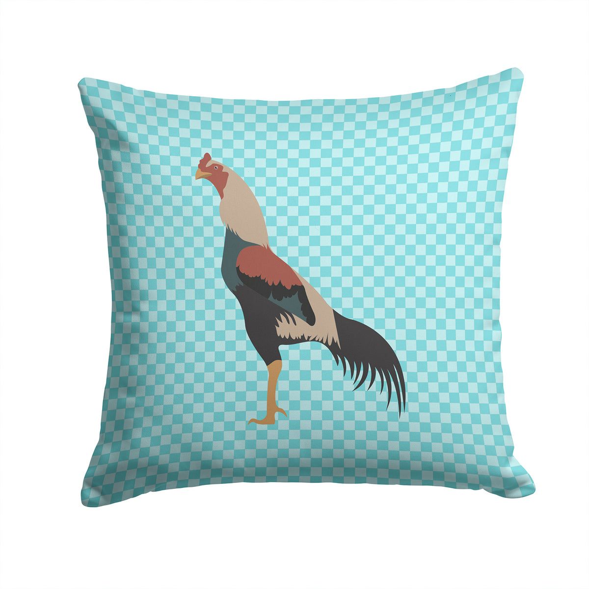 Kulang Chicken Blue Check Fabric Decorative Pillow BB8012PW1414 - the-store.com
