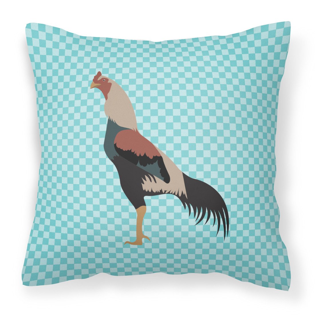 Kulang Chicken Blue Check Fabric Decorative Pillow BB8012PW1818 by Caroline&#39;s Treasures