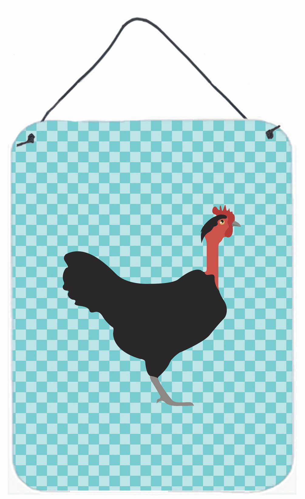 Naked Neck Chicken Blue Check Wall or Door Hanging Prints BB8013DS1216 by Caroline&#39;s Treasures
