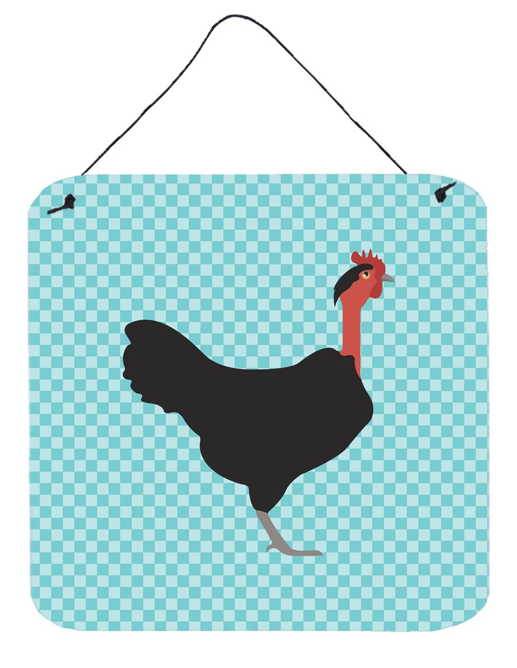 Naked Neck Chicken Blue Check Wall or Door Hanging Prints BB8013DS66 by Caroline&#39;s Treasures