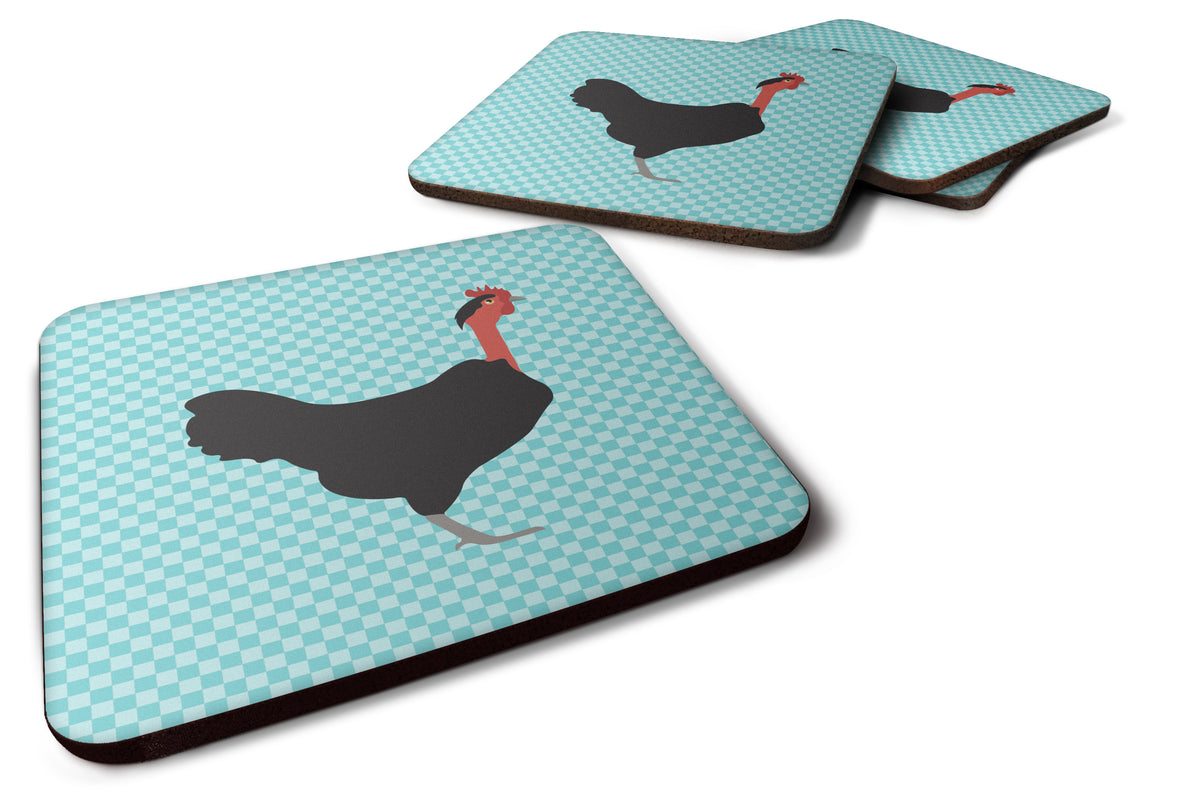 Naked Neck Chicken Blue Check Foam Coaster Set of 4 BB8013FC - the-store.com