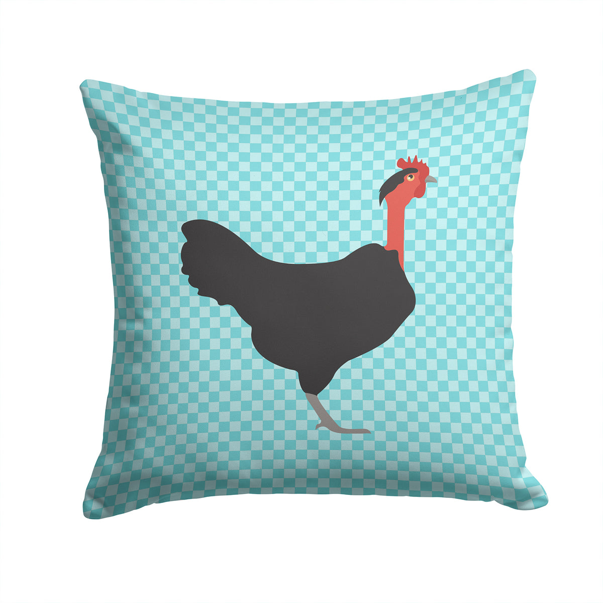 Naked Neck Chicken Blue Check Fabric Decorative Pillow BB8013PW1414 - the-store.com