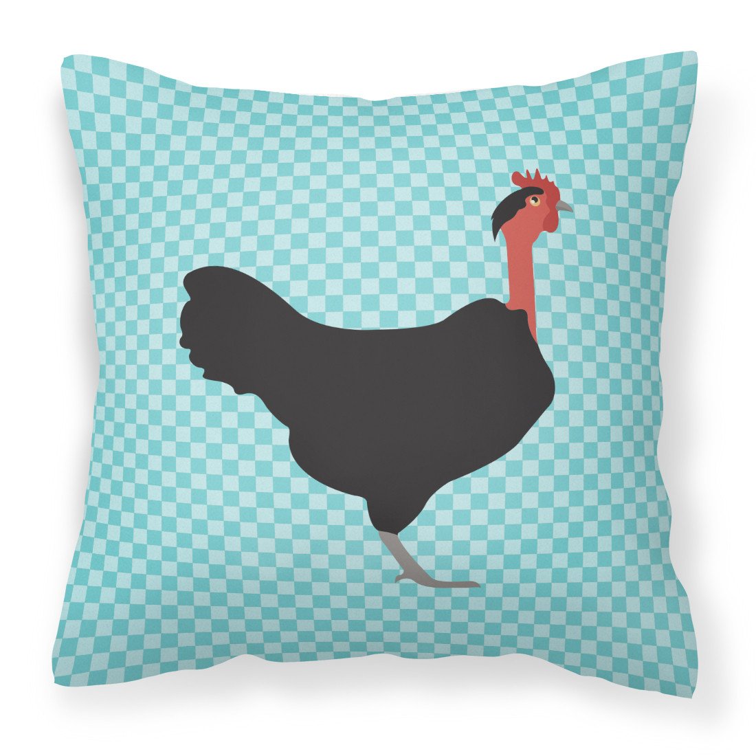 Naked Neck Chicken Blue Check Fabric Decorative Pillow BB8013PW1818 by Caroline&#39;s Treasures