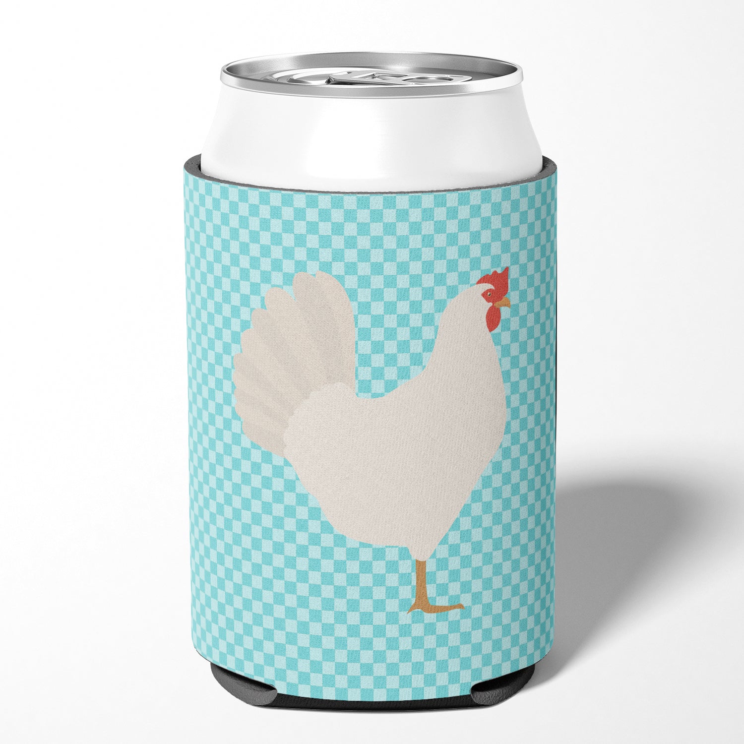 Leghorn Chicken Blue Check Can or Bottle Hugger BB8014CC