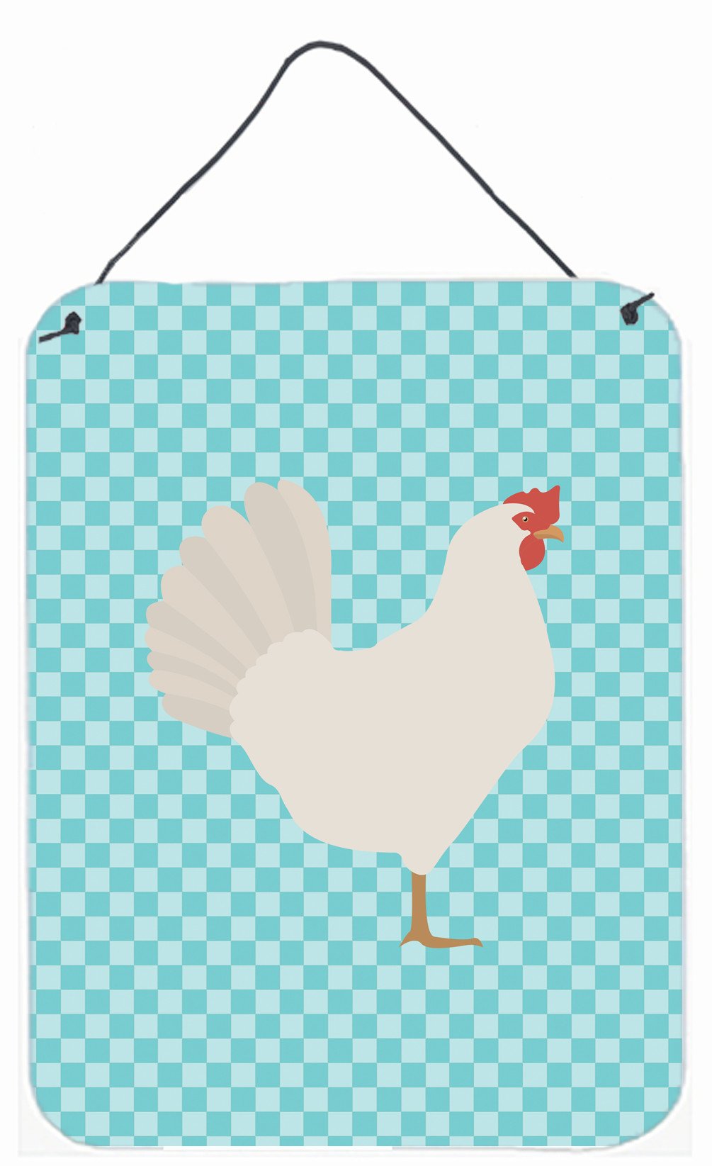 Leghorn Chicken Blue Check Wall or Door Hanging Prints BB8014DS1216 by Caroline&#39;s Treasures