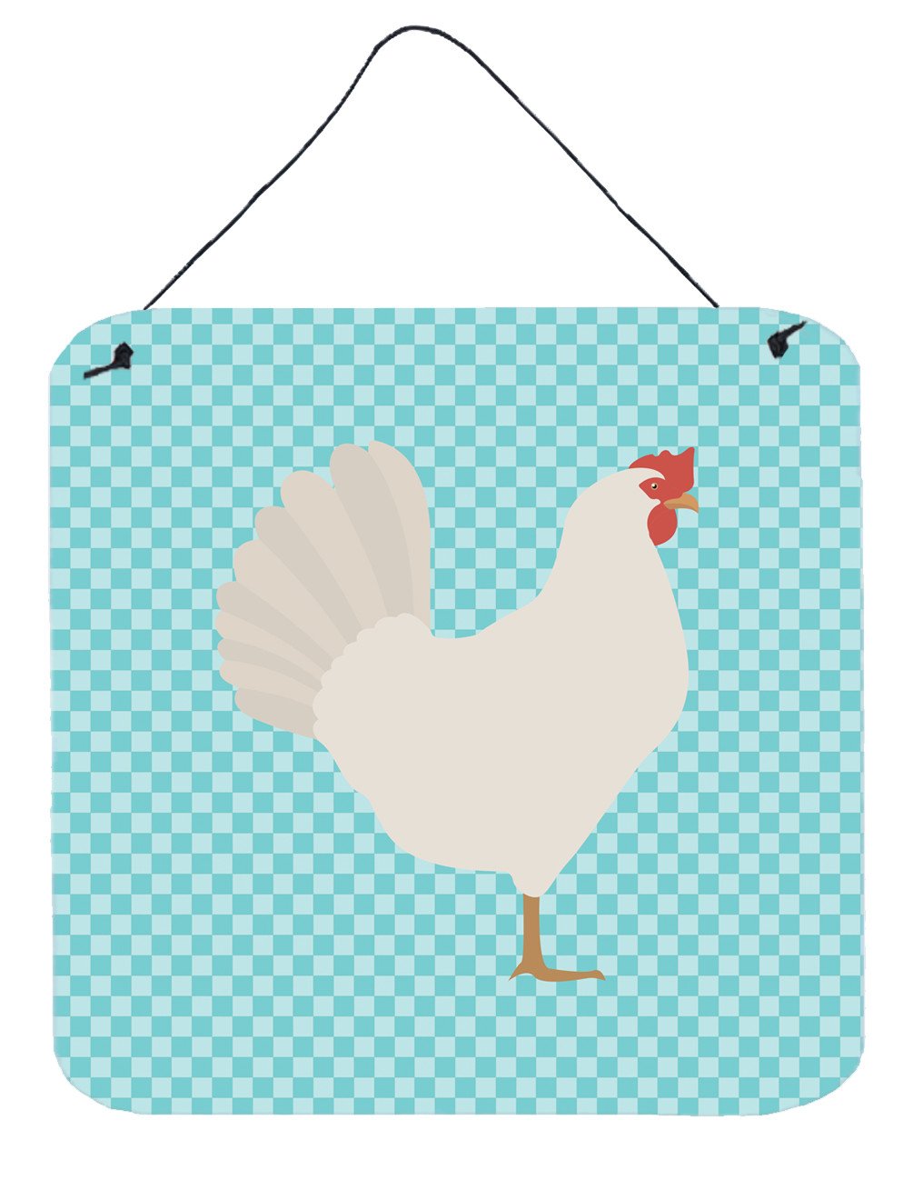 Leghorn Chicken Blue Check Wall or Door Hanging Prints BB8014DS66 by Caroline's Treasures
