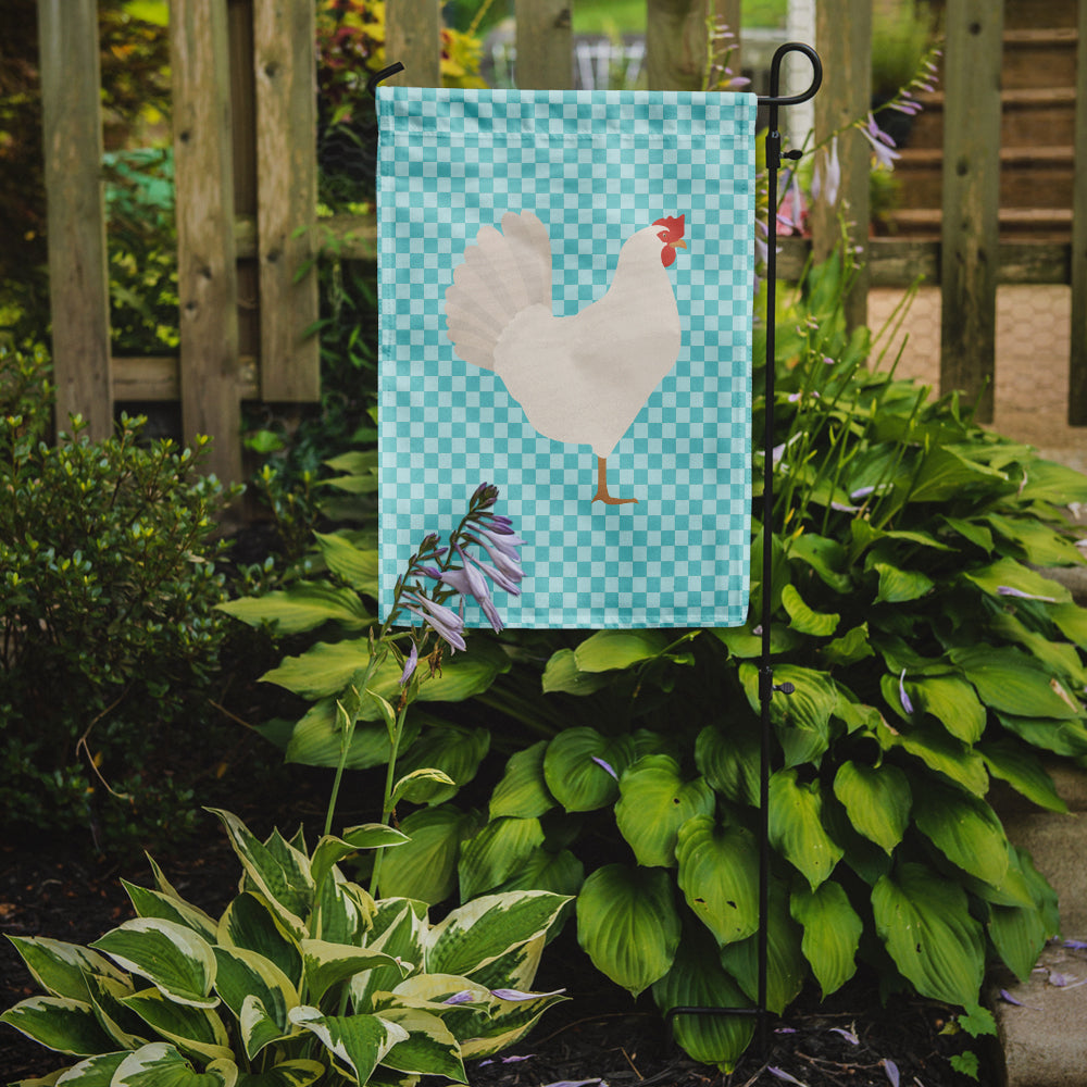 Leghorn Chicken Blue Check Flag Garden Size