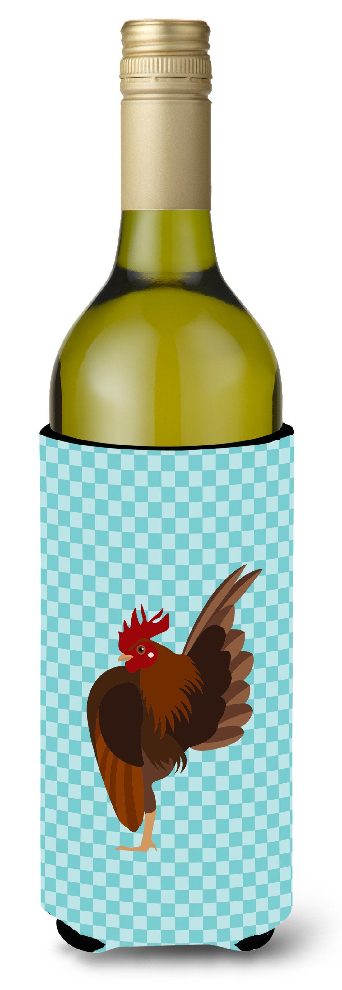 Malaysian Serama Chicken Blue Check Wine Bottle Beverge Insulator Hugger BB8016LITERK by Caroline&#39;s Treasures