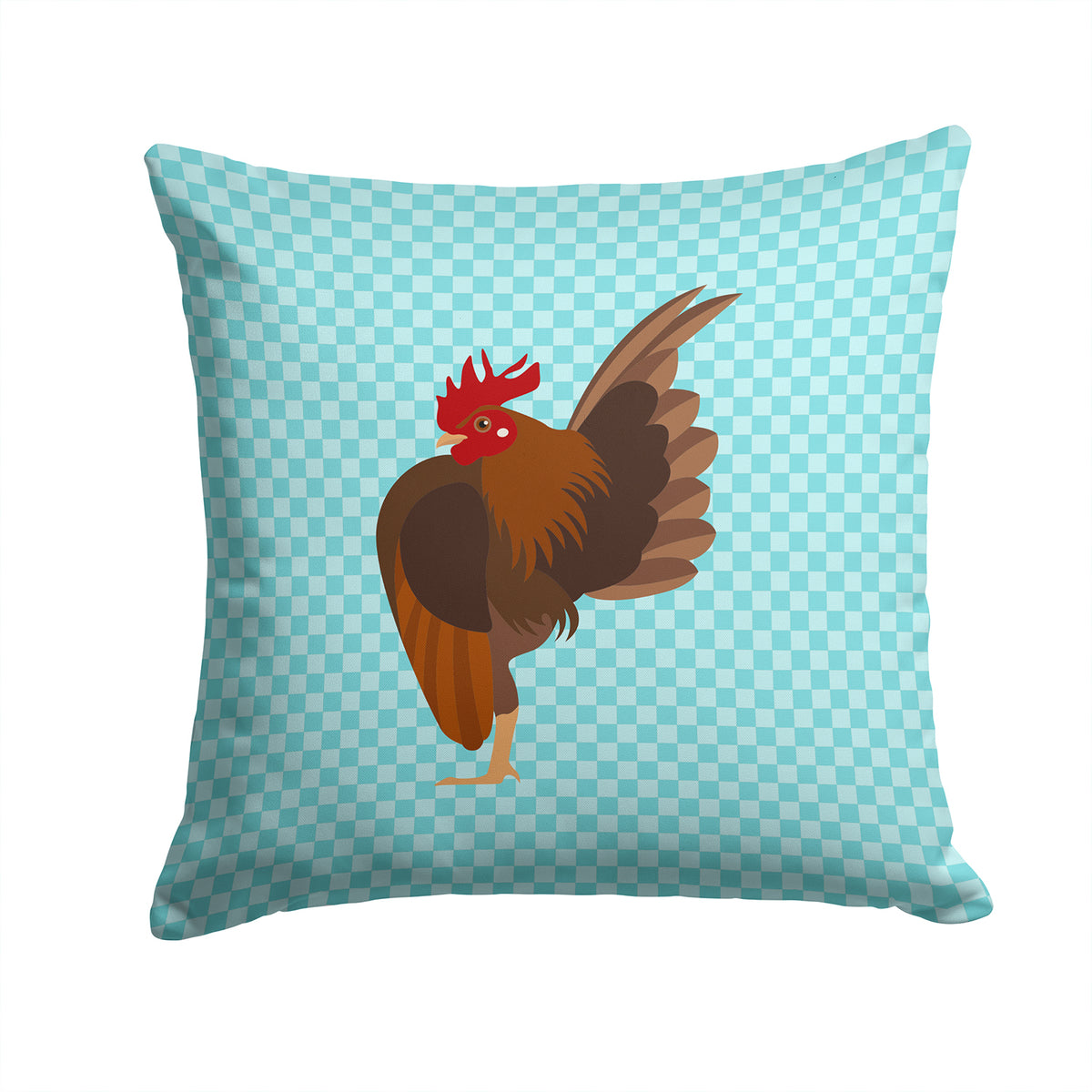 Malaysian Serama Chicken Blue Check Fabric Decorative Pillow BB8016PW1414 - the-store.com