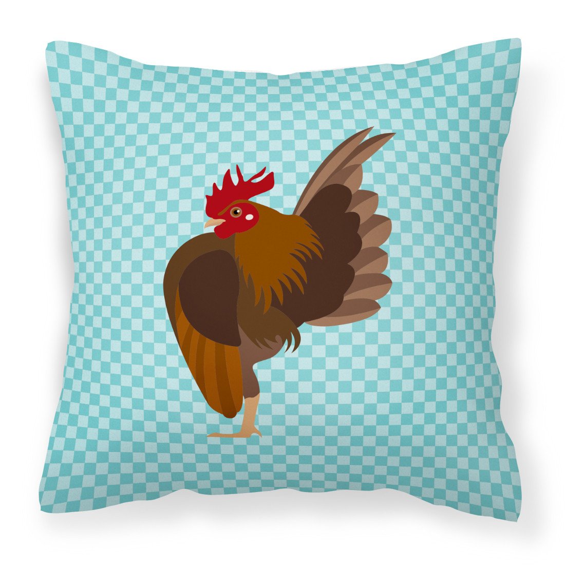 Malaysian Serama Chicken Blue Check Fabric Decorative Pillow BB8016PW1818 by Caroline&#39;s Treasures
