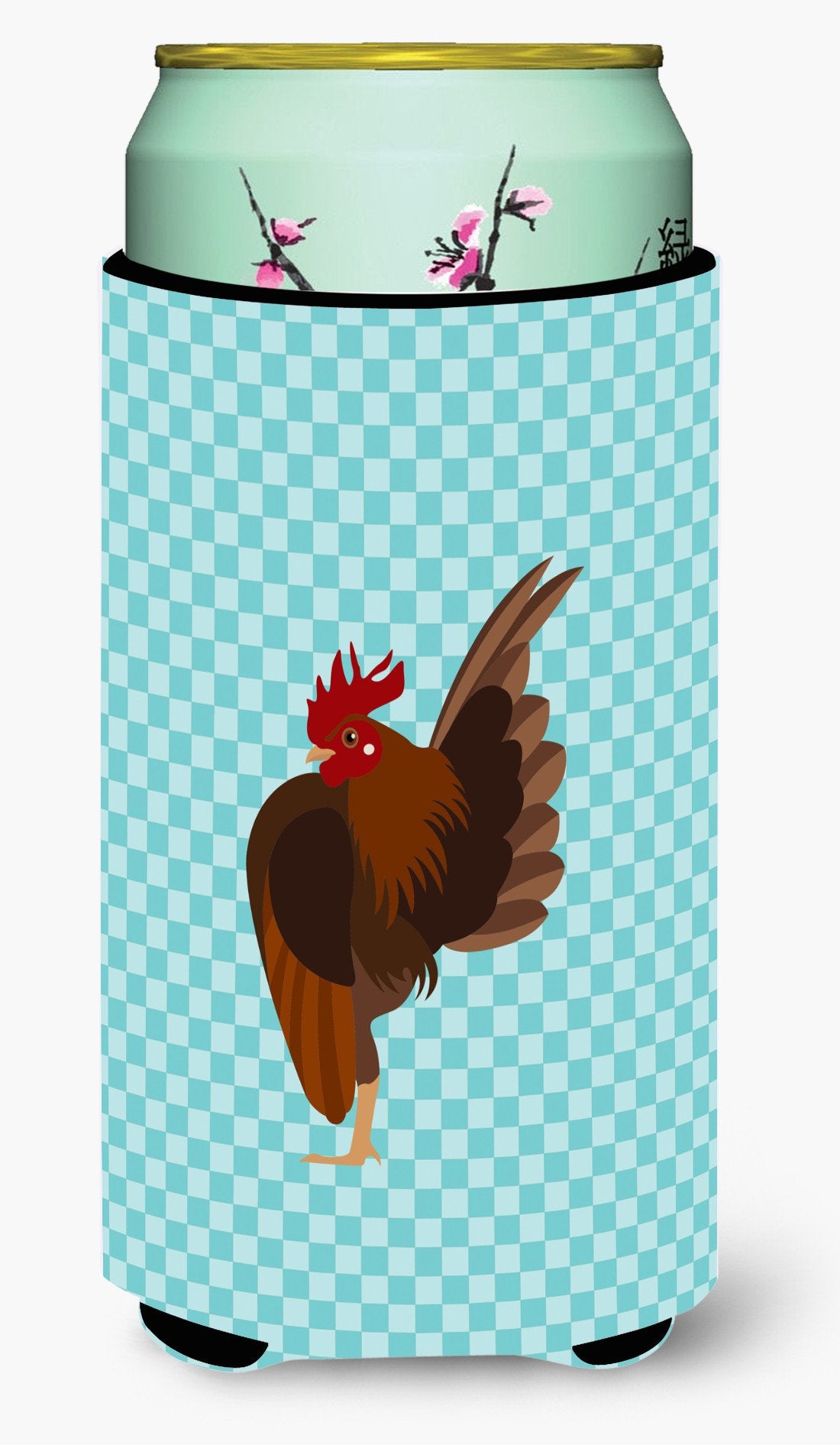 Malaysian Serama Chicken Blue Check Tall Boy Beverage Insulator Hugger BB8016TBC by Caroline&#39;s Treasures