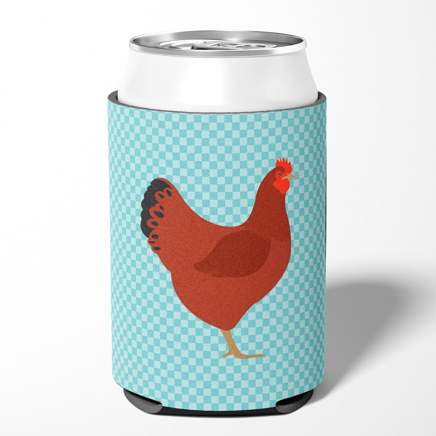 New Hampshire Red Chicken Blue Check Can or Bottle Hugger BB8017CC  the-store.com.