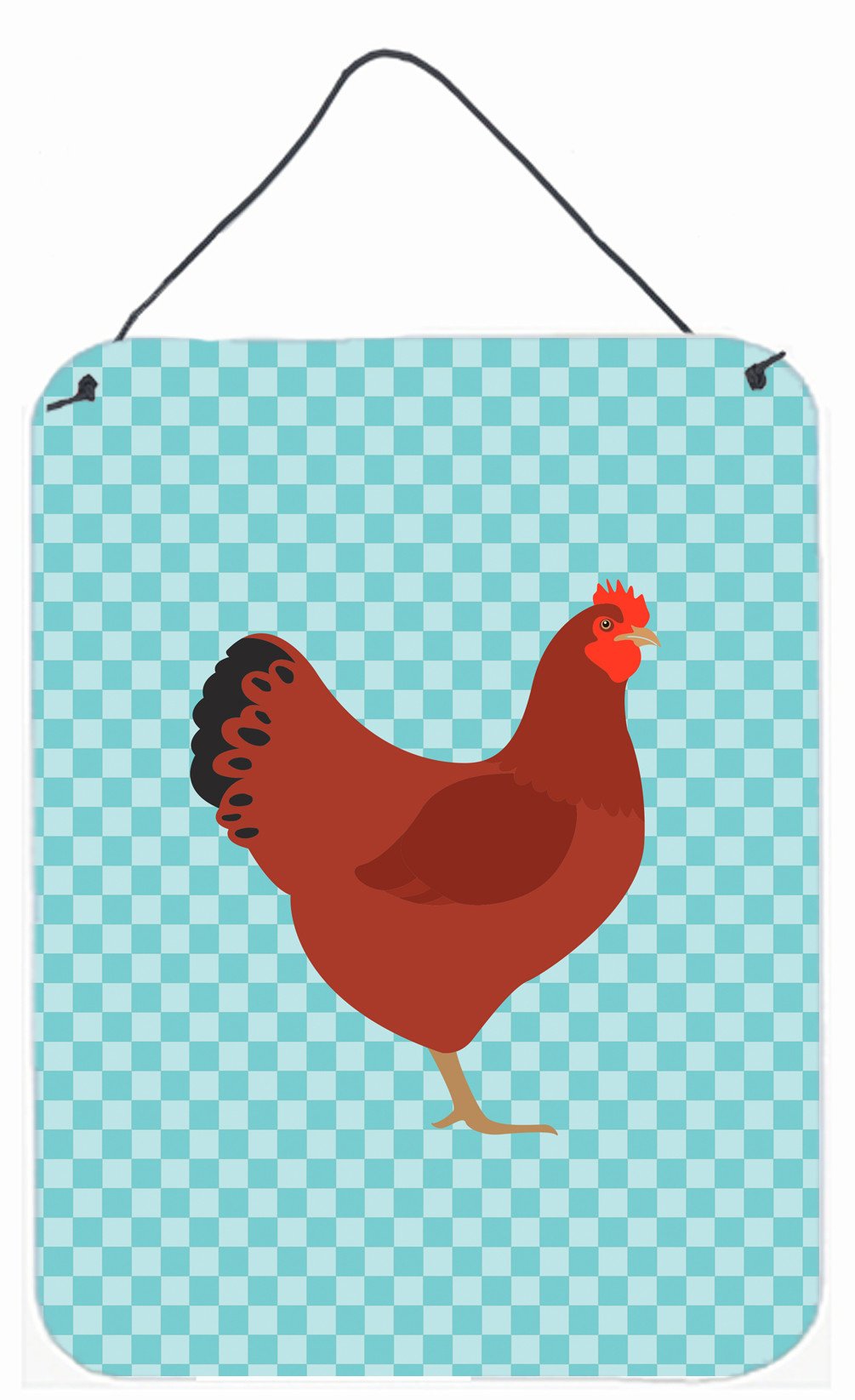 New Hampshire Red Chicken Blue Check Wall or Door Hanging Prints BB8017DS1216 by Caroline's Treasures