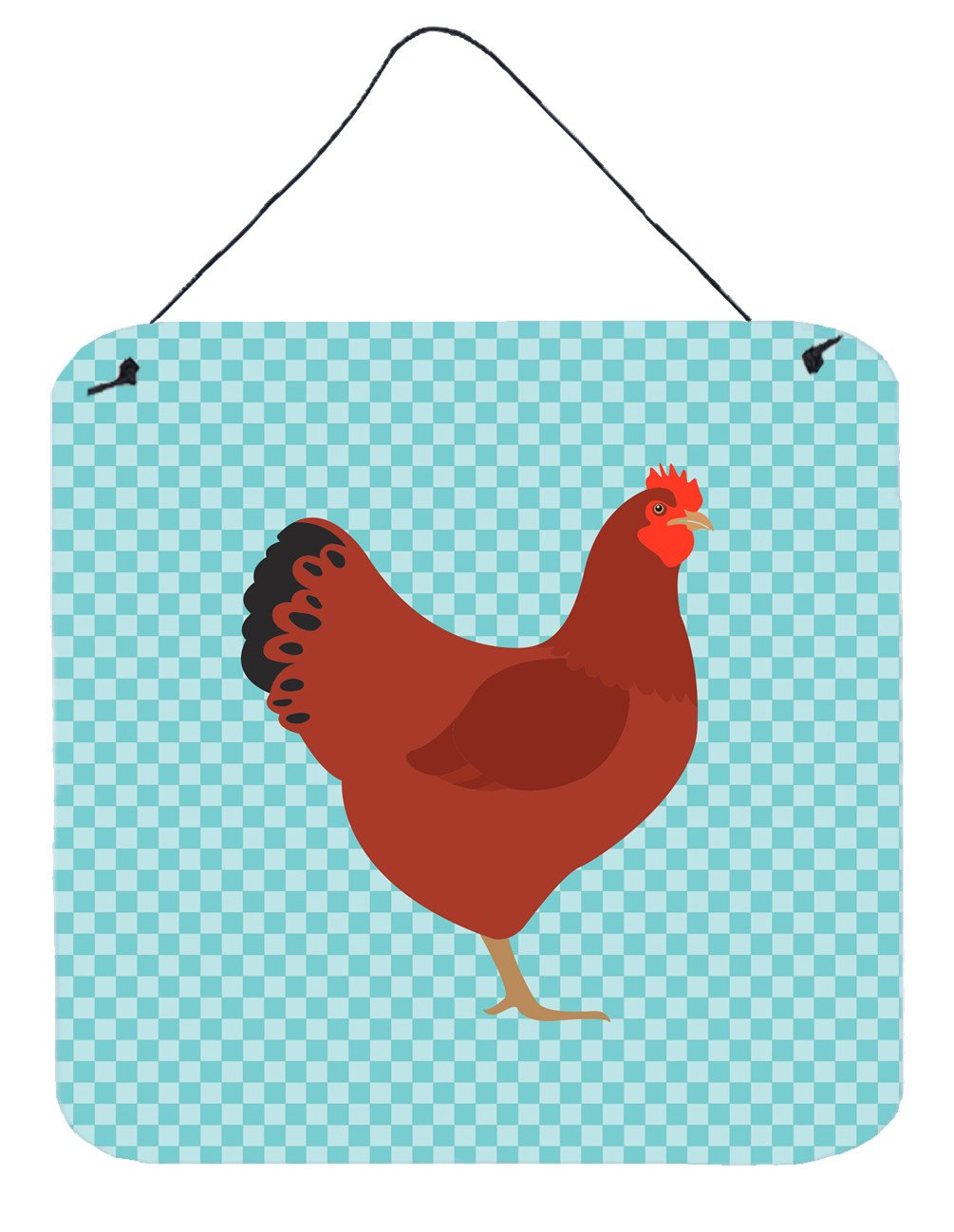 New Hampshire Red Chicken Blue Check Wall or Door Hanging Prints BB8017DS66 by Caroline&#39;s Treasures