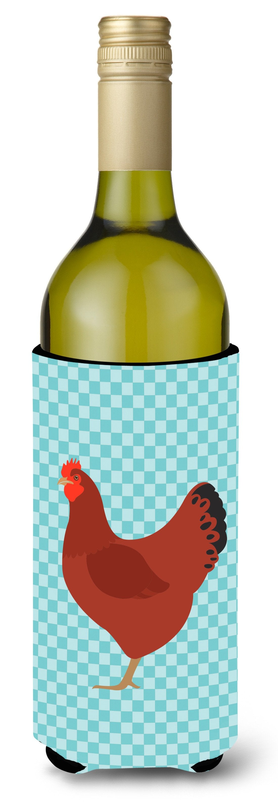 New Hampshire Red Chicken Blue Check Wine Bottle Beverge Insulator Hugger BB8017LITERK by Caroline&#39;s Treasures