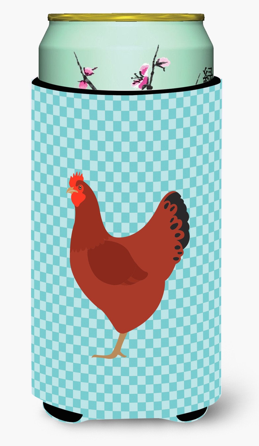 New Hampshire Red Chicken Blue Check Tall Boy Beverage Insulator Hugger BB8017TBC by Caroline&#39;s Treasures