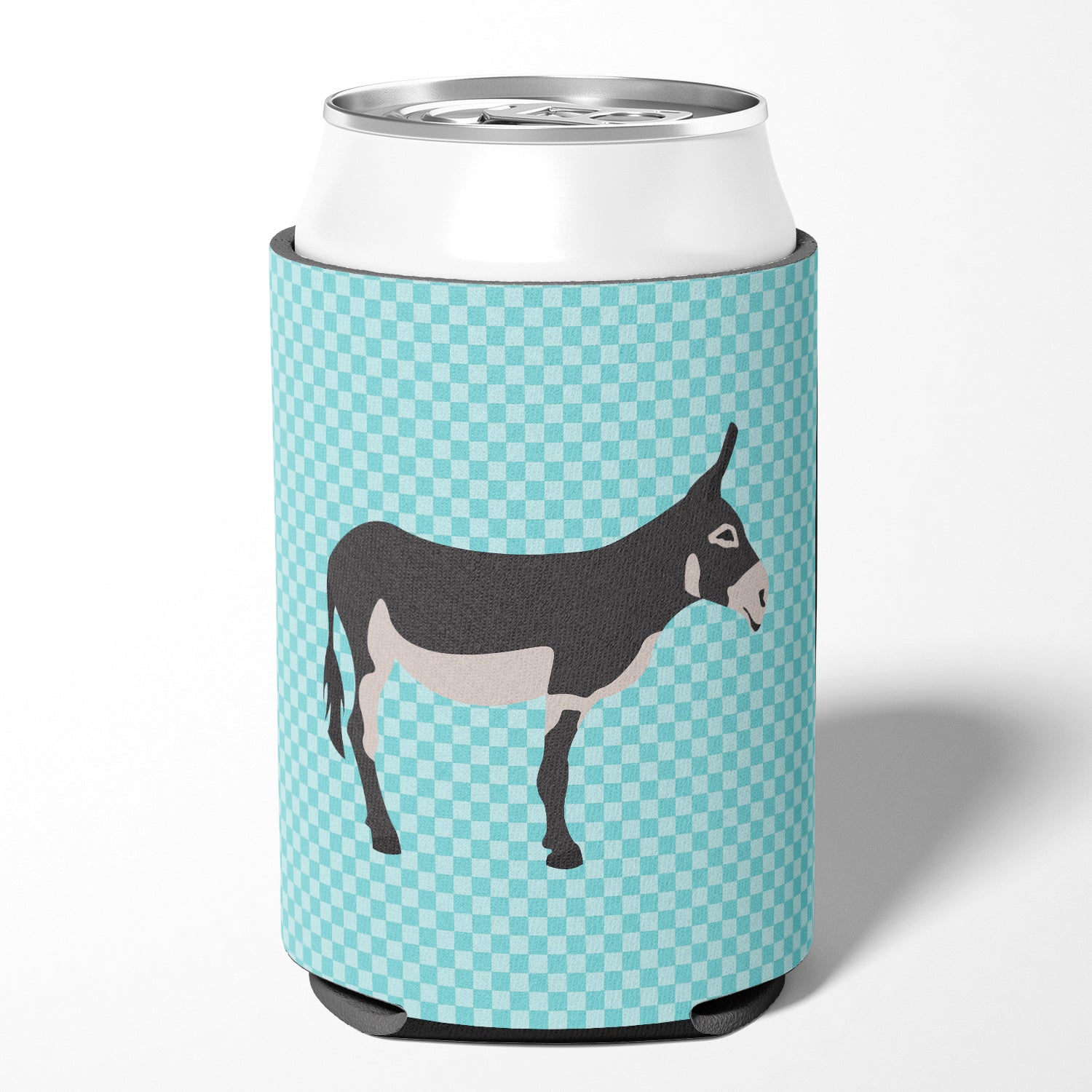 American Mammoth Jack Donkey Blue Check Can or Bottle Hugger BB8018CC