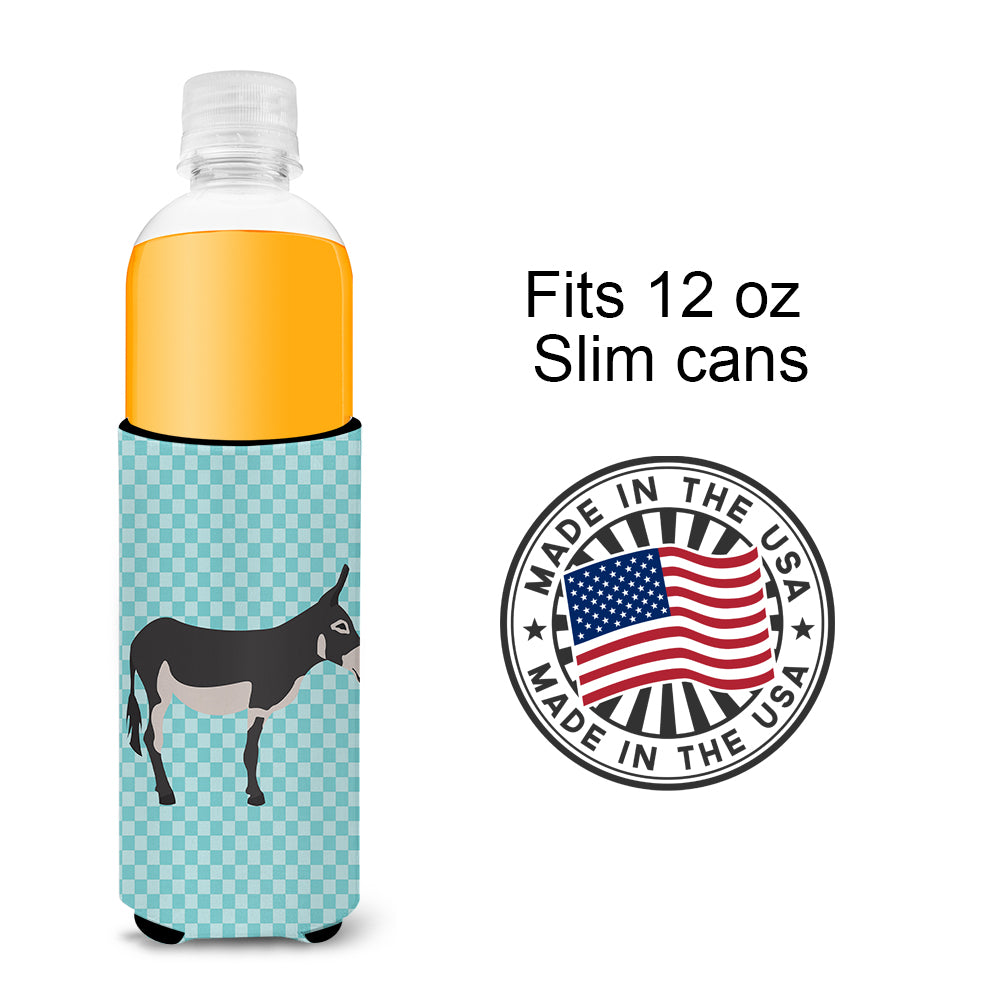 American Mammoth Jack Donkey Blue Check  Ultra Hugger for slim cans  the-store.com.