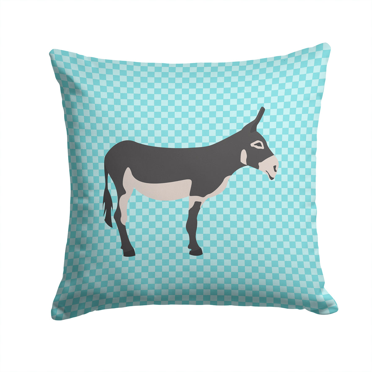 American Mammoth Jack Donkey Blue Check Fabric Decorative Pillow BB8018PW1414 - the-store.com