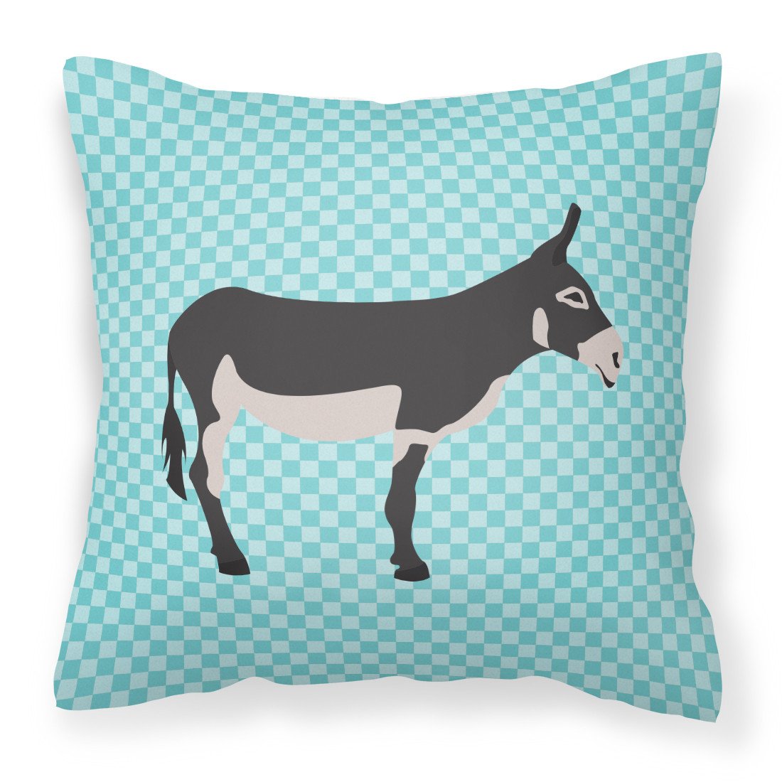 American Mammoth Jack Donkey Blue Check Fabric Decorative Pillow BB8018PW1818 by Caroline&#39;s Treasures