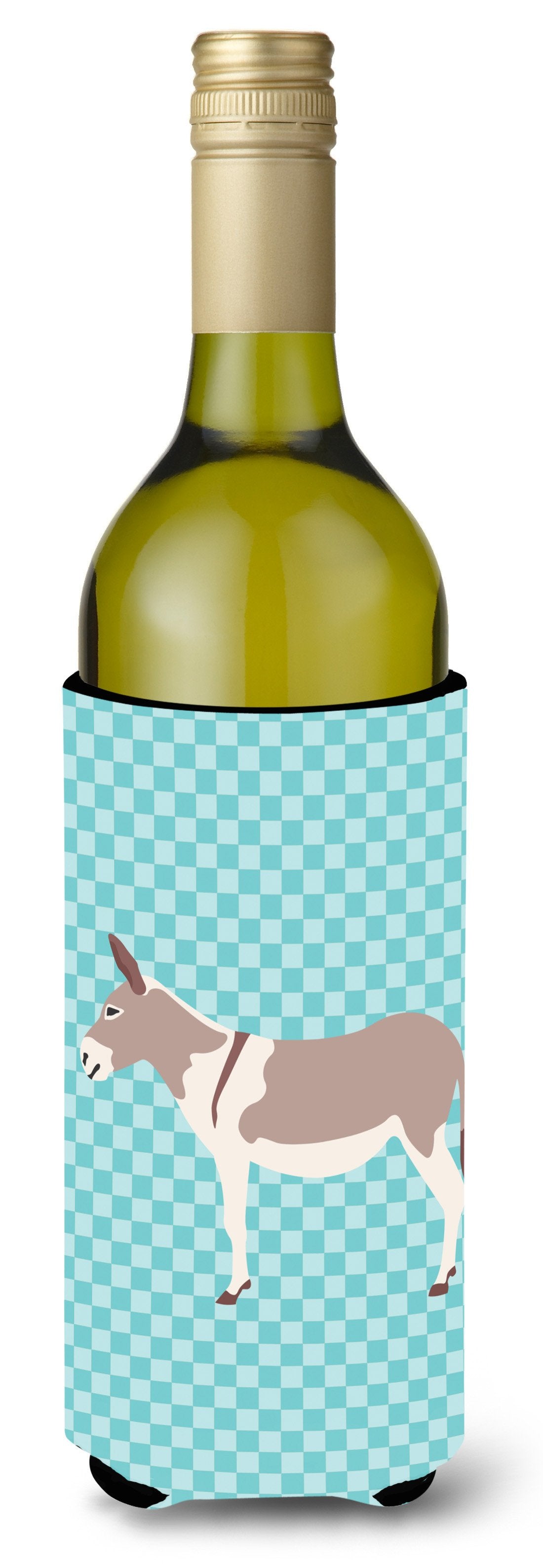 Australian Teamster Donkey Blue Check Wine Bottle Beverge Insulator Hugger BB8020LITERK by Caroline&#39;s Treasures