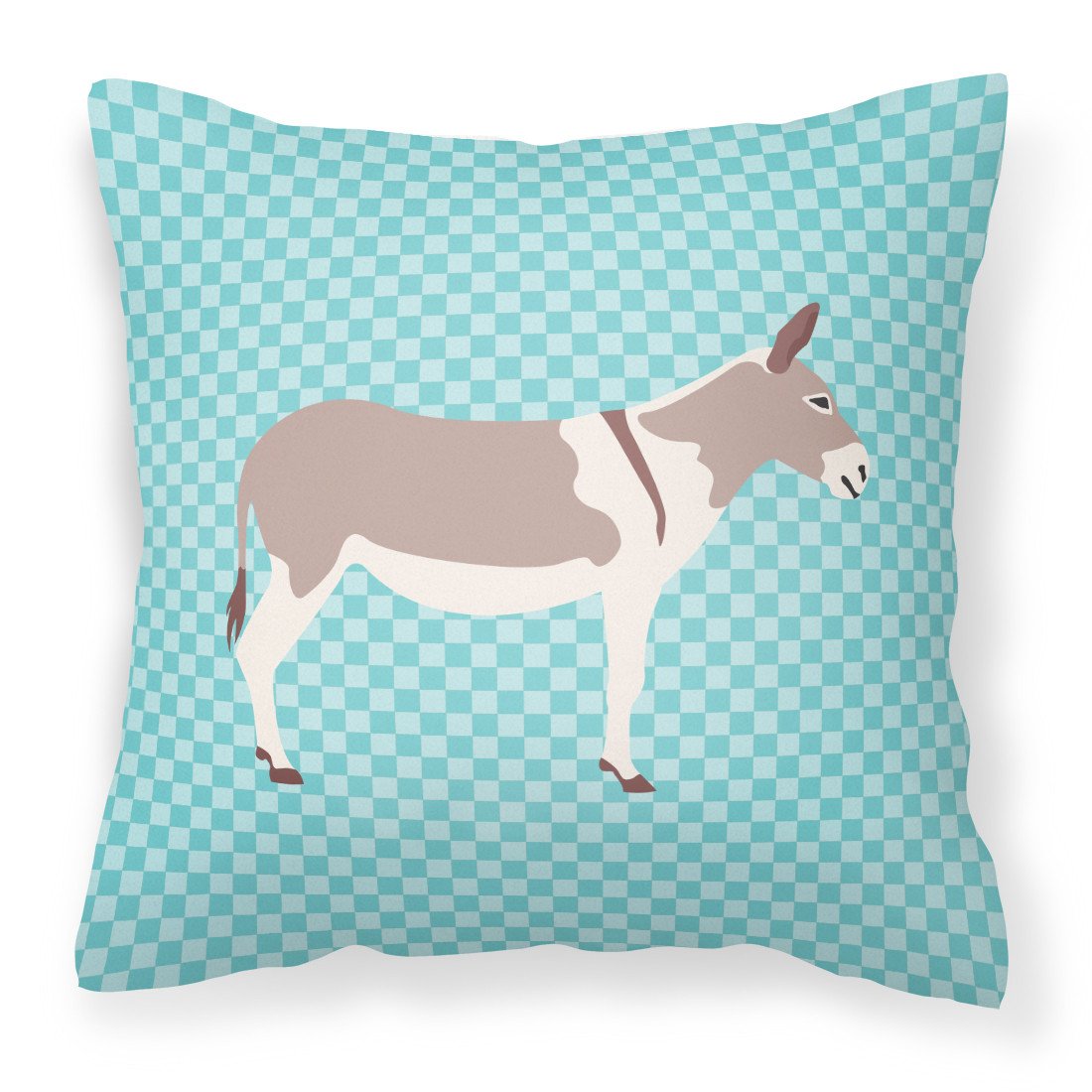 Australian Teamster Donkey Blue Check Fabric Decorative Pillow BB8020PW1818 by Caroline&#39;s Treasures