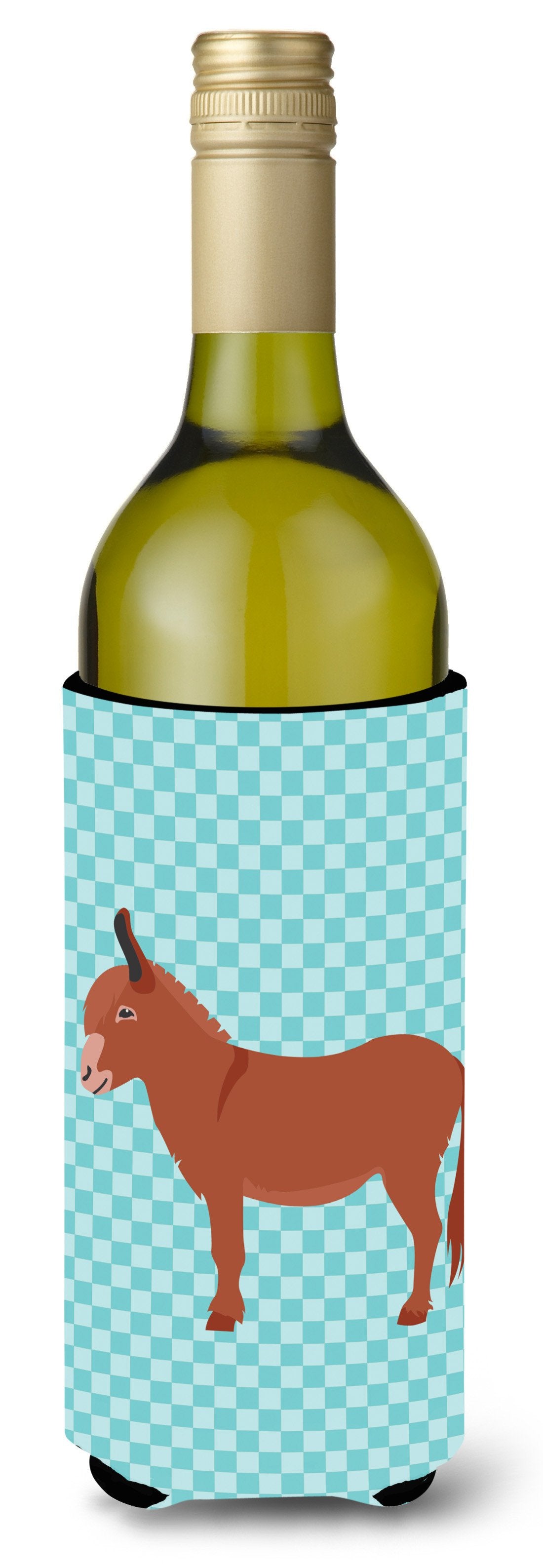 Irish Donkey Blue Check Wine Bottle Beverge Insulator Hugger BB8022LITERK by Caroline&#39;s Treasures