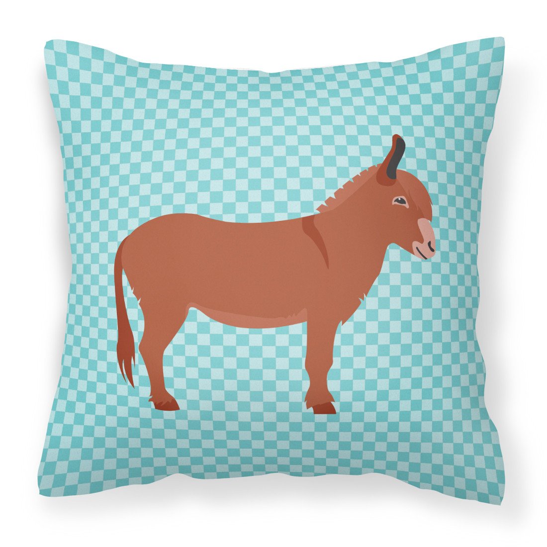Irish Donkey Blue Check Fabric Decorative Pillow BB8022PW1818 by Caroline&#39;s Treasures