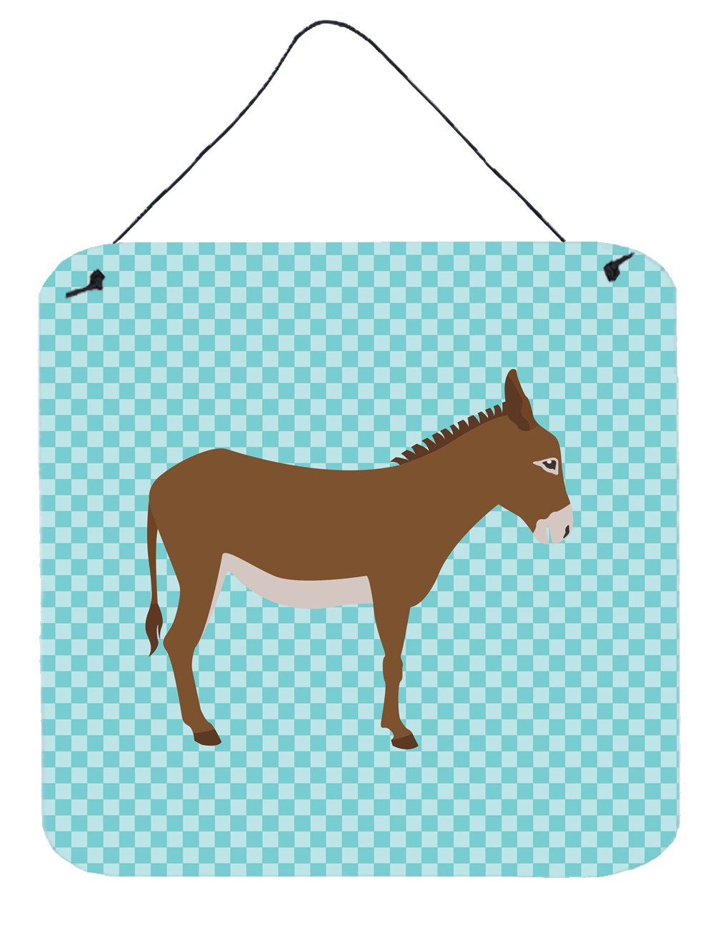Cotentin Donkey Blue Check Wall or Door Hanging Prints BB8023DS66 by Caroline's Treasures