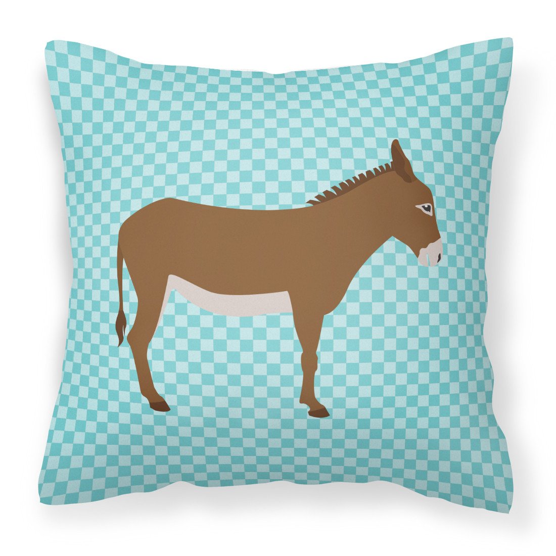 Cotentin Donkey Blue Check Fabric Decorative Pillow BB8023PW1818 by Caroline&#39;s Treasures