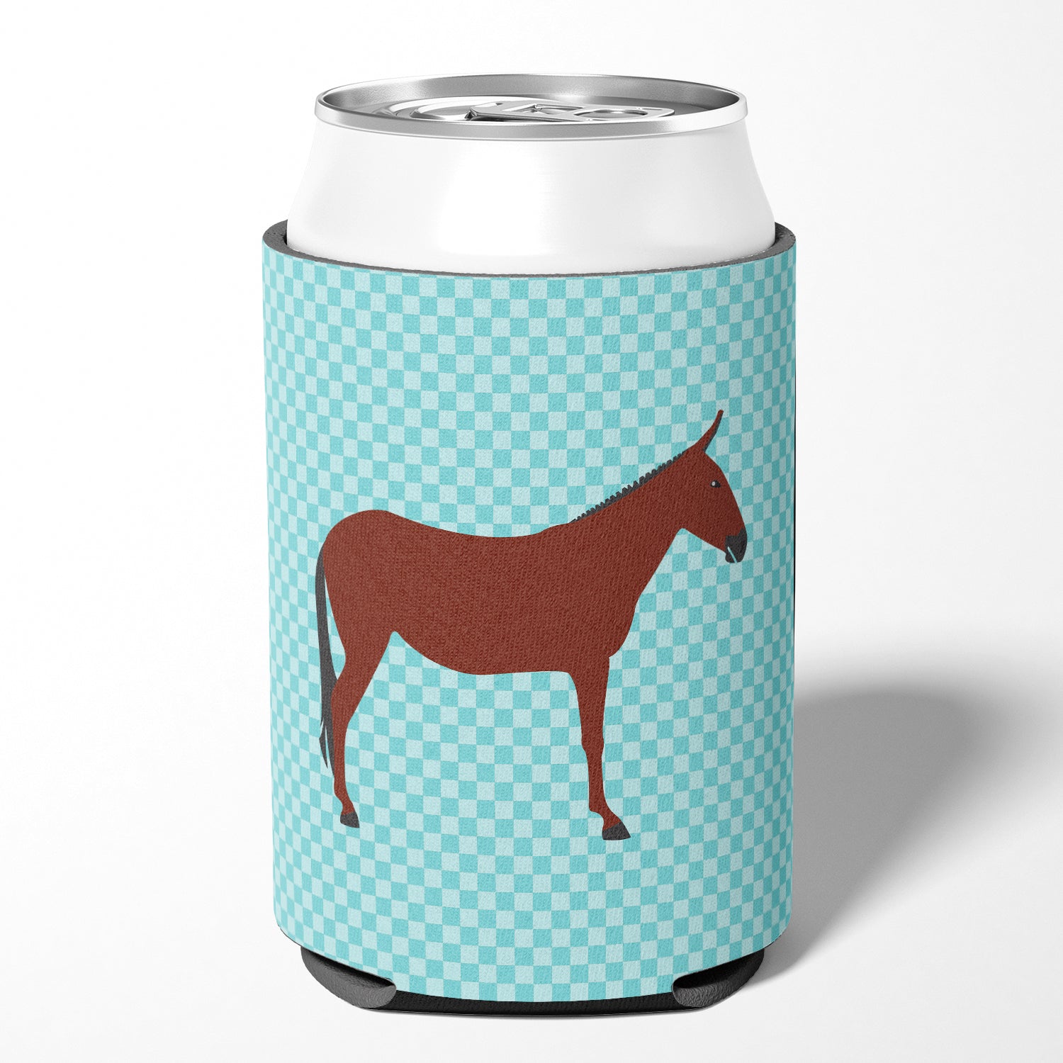 Hinny Horse Donkey Blue Check Can or Bottle Hugger BB8024CC  the-store.com.
