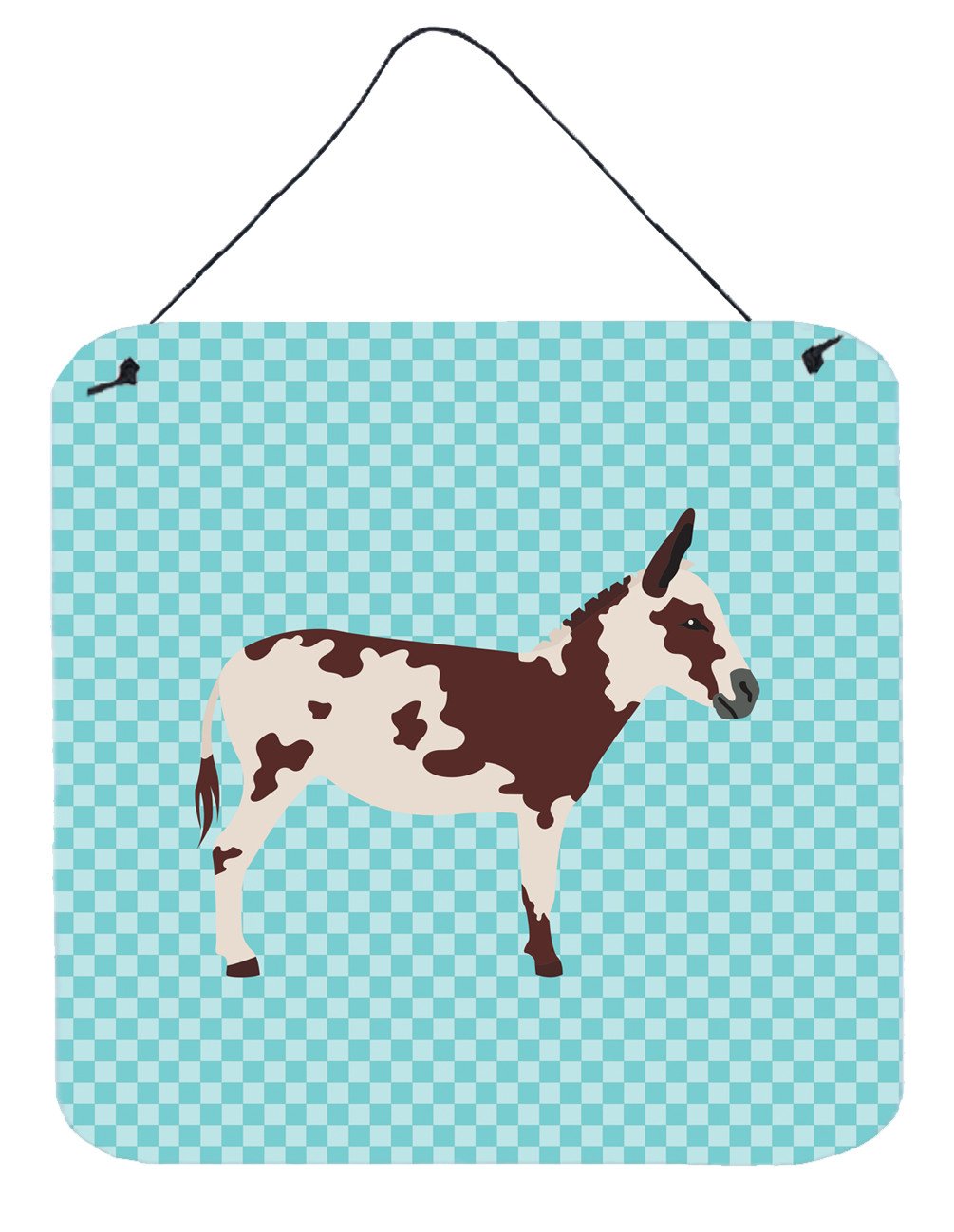 American Spotted Donkey Blue Check Wall or Door Hanging Prints BB8025DS66 by Caroline&#39;s Treasures
