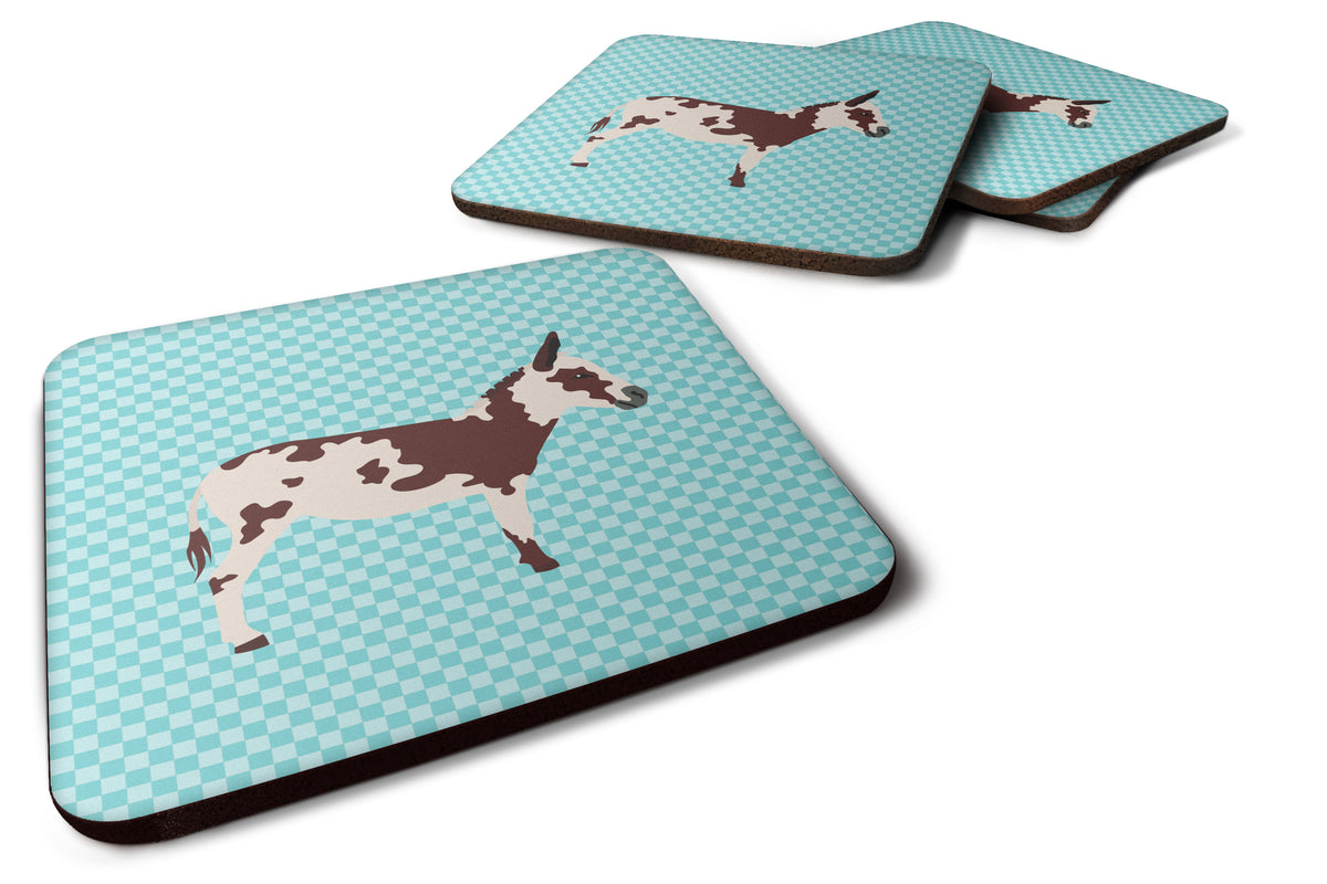 American Spotted Donkey Blue Check Foam Coaster Set of 4 BB8025FC - the-store.com