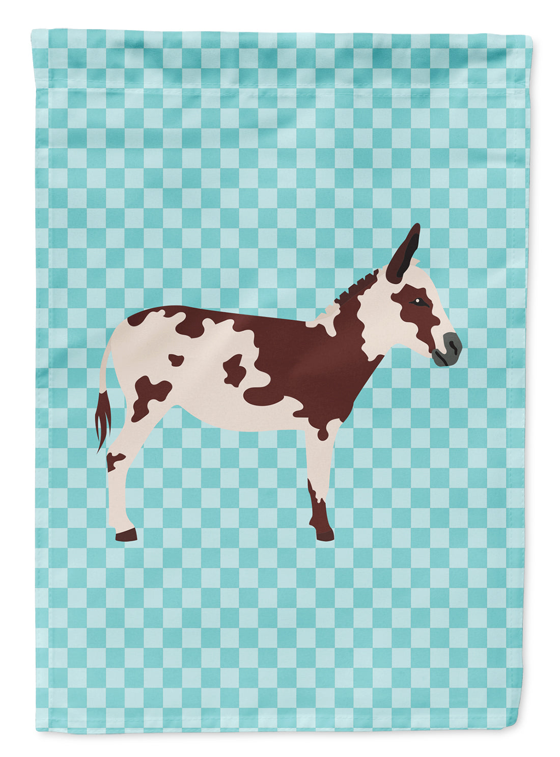 American Spotted Donkey Blue Check Flag Garden Size  the-store.com.