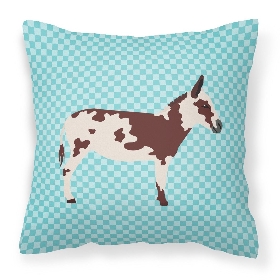 American Spotted Donkey Blue Check Fabric Decorative Pillow BB8025PW1818 by Caroline's Treasures