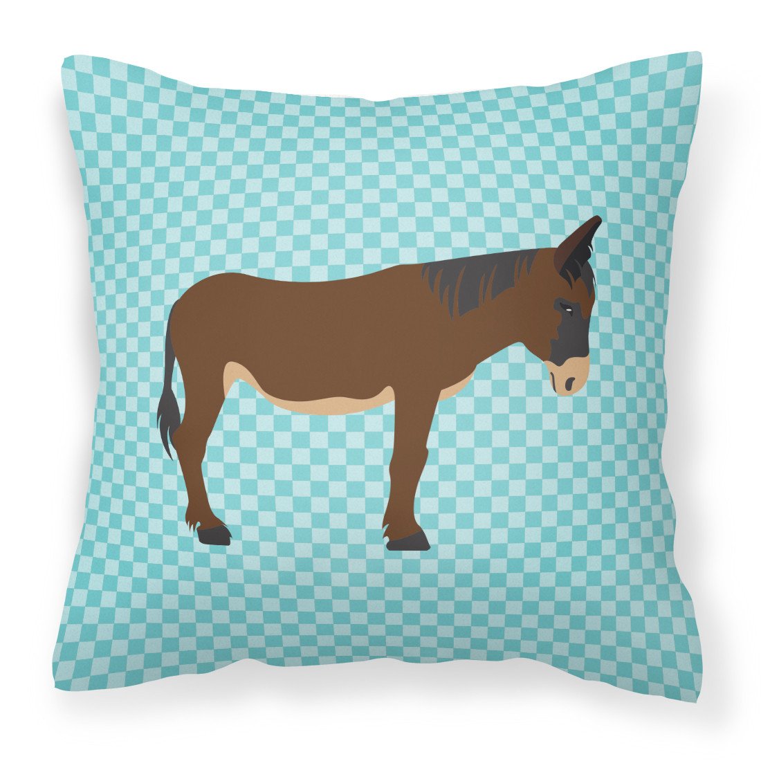 Zamorano-Leones Donkey Blue Check Fabric Decorative Pillow BB8027PW1818 by Caroline&#39;s Treasures