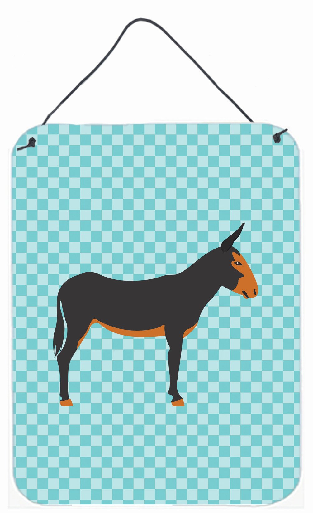 Catalan Donkey Blue Check Wall or Door Hanging Prints BB8029DS1216 by Caroline&#39;s Treasures