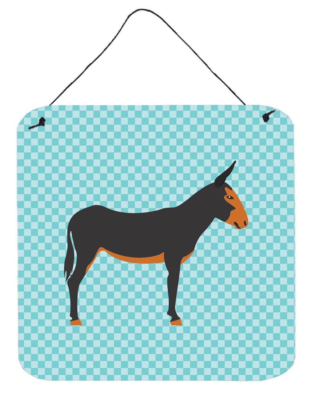 Catalan Donkey Blue Check Wall or Door Hanging Prints BB8029DS66 by Caroline&#39;s Treasures