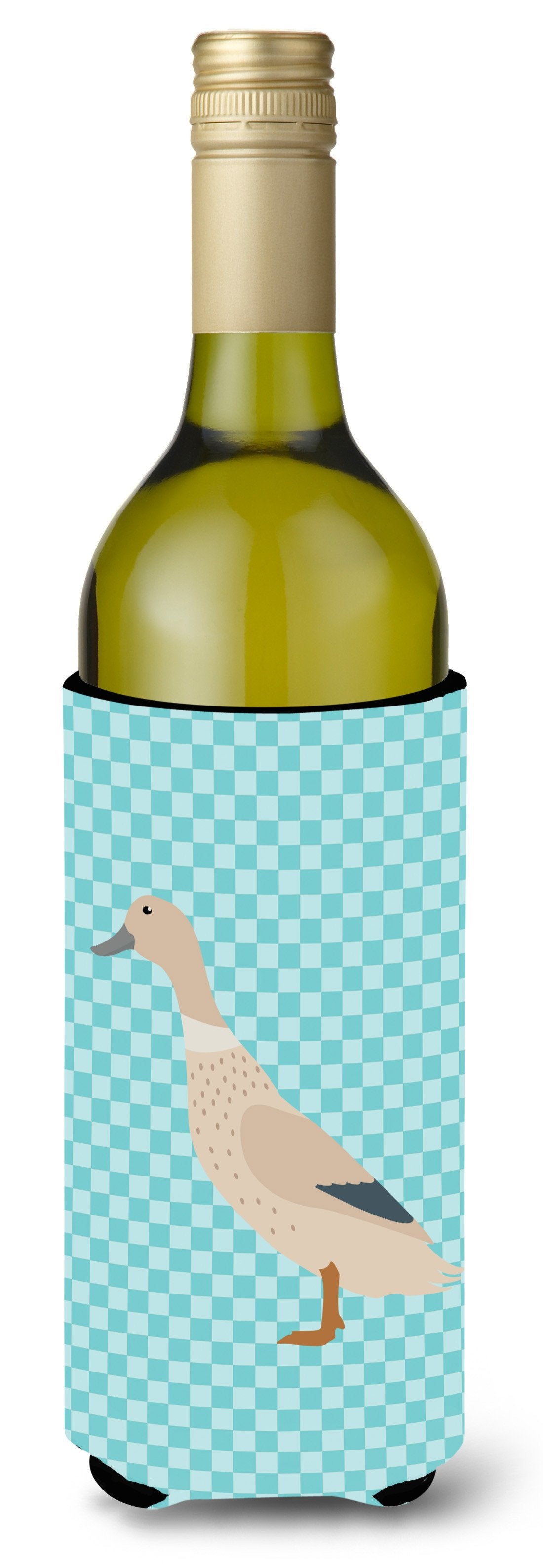 West Harlequin Duck Blue Check Wine Bottle Beverge Insulator Hugger BB8032LITERK by Caroline&#39;s Treasures