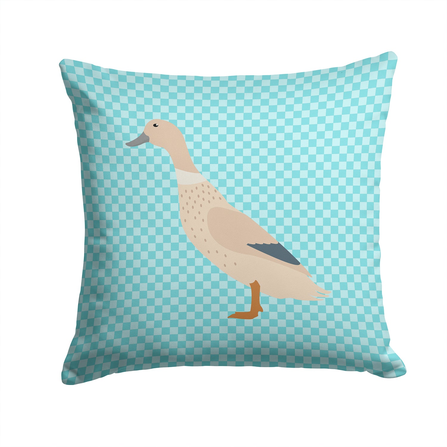 West Harlequin Duck Blue Check Fabric Decorative Pillow BB8032PW1414 - the-store.com