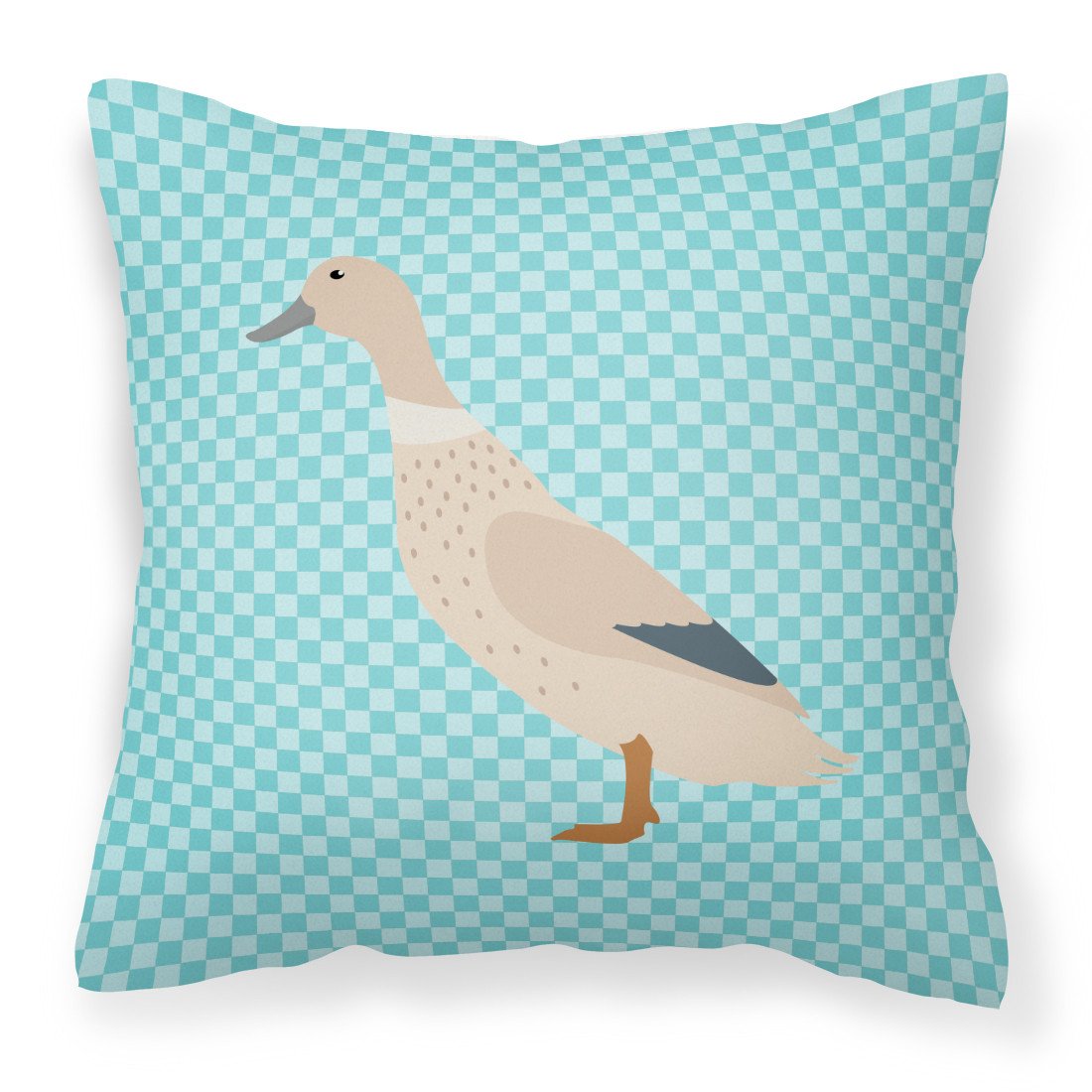 West Harlequin Duck Blue Check Fabric Decorative Pillow BB8032PW1818 by Caroline's Treasures