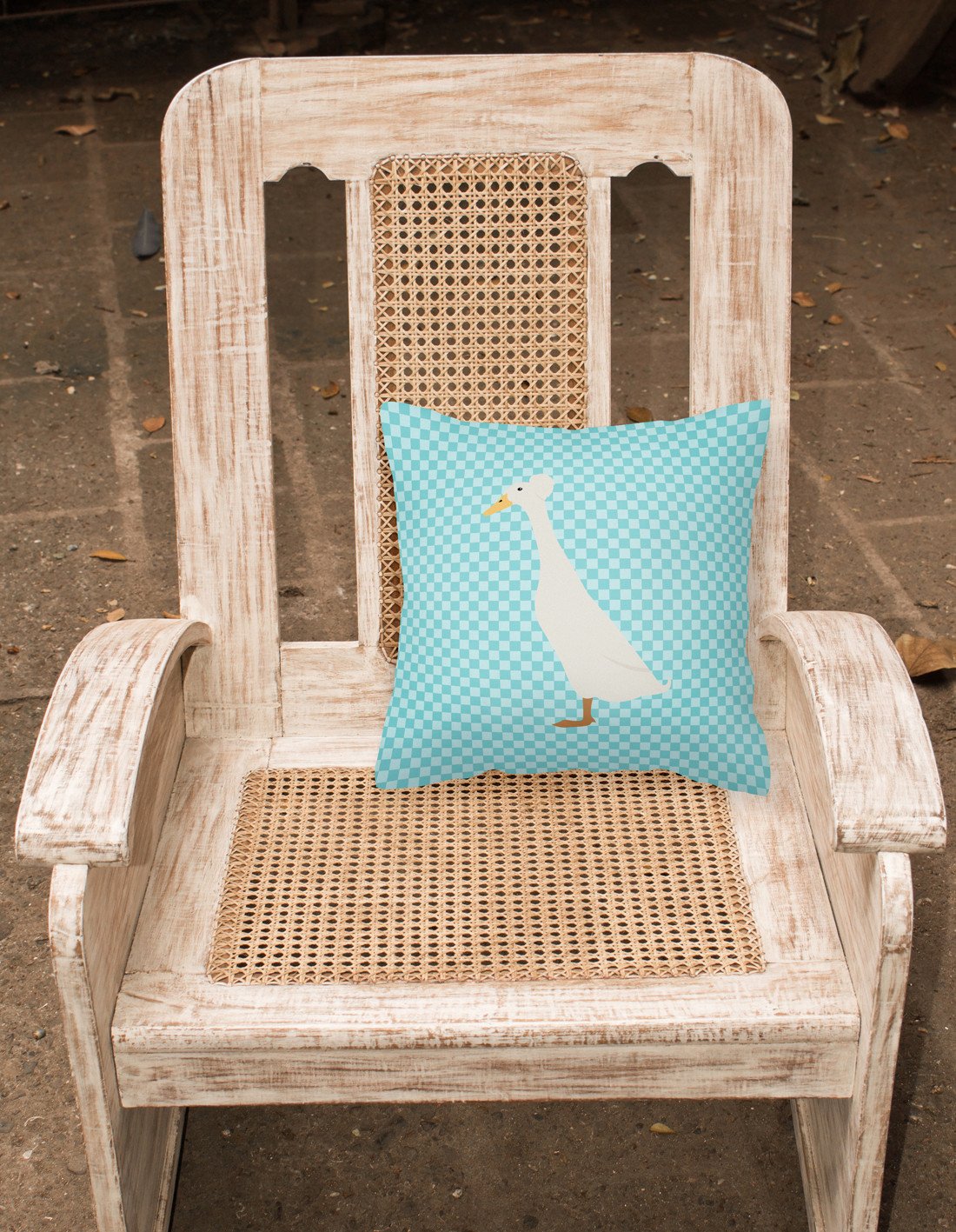 Bali Duck Blue Check Fabric Decorative Pillow BB8033PW1818 by Caroline's Treasures