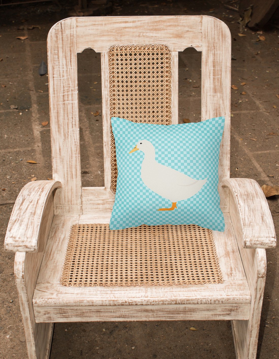 American Pekin Duck Blue Check Fabric Decorative Pillow BB8034PW1818 by Caroline's Treasures