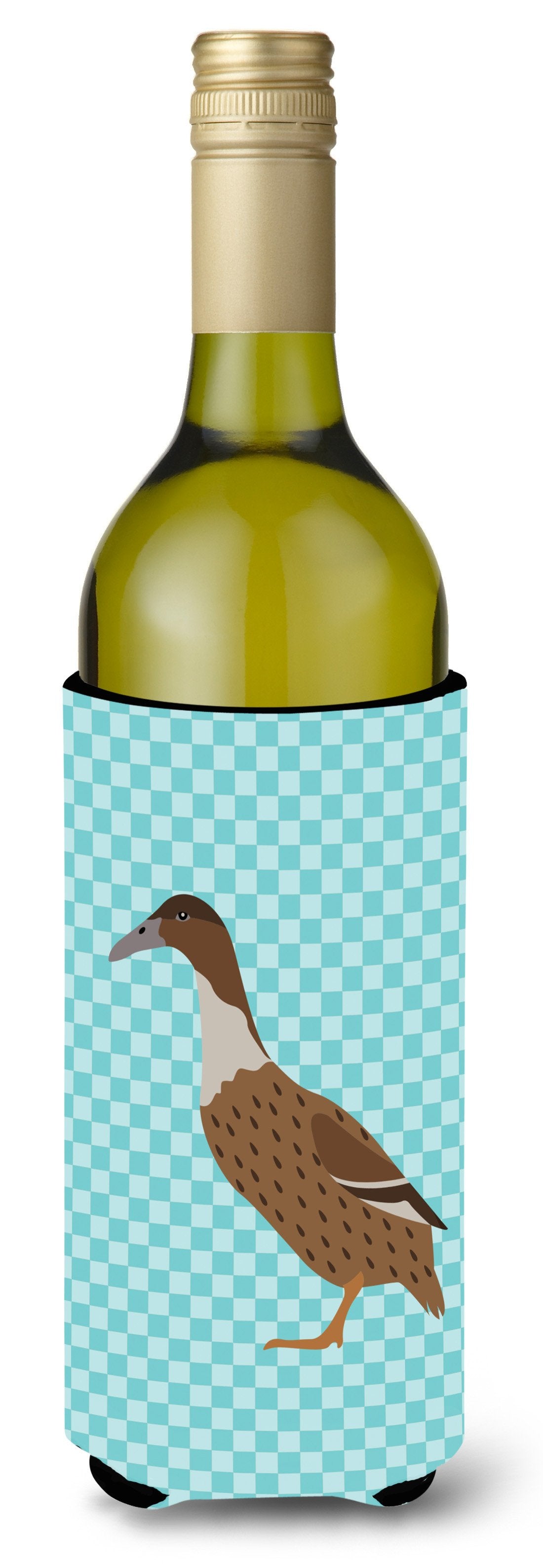 Dutch Hook Bill Duck Blue Check Wine Bottle Beverge Insulator Hugger BB8035LITERK by Caroline&#39;s Treasures
