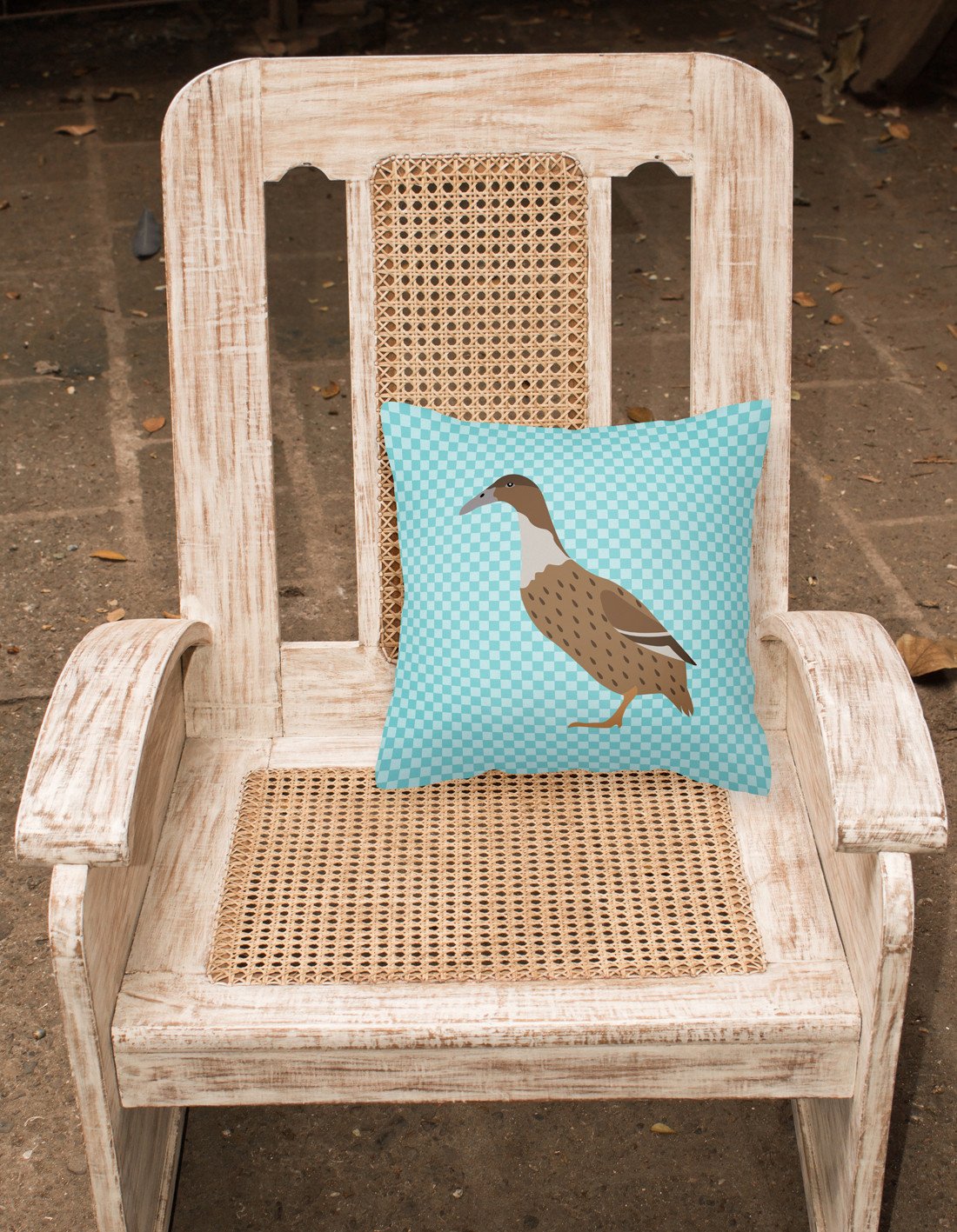 Dutch Hook Bill Duck Blue Check Fabric Decorative Pillow BB8035PW1818 by Caroline's Treasures