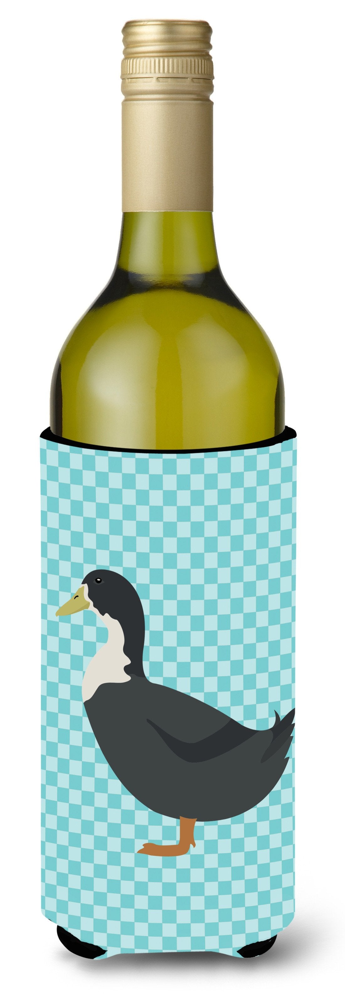 Blue Swedish Duck Blue Check Wine Bottle Beverge Insulator Hugger BB8036LITERK by Caroline&#39;s Treasures
